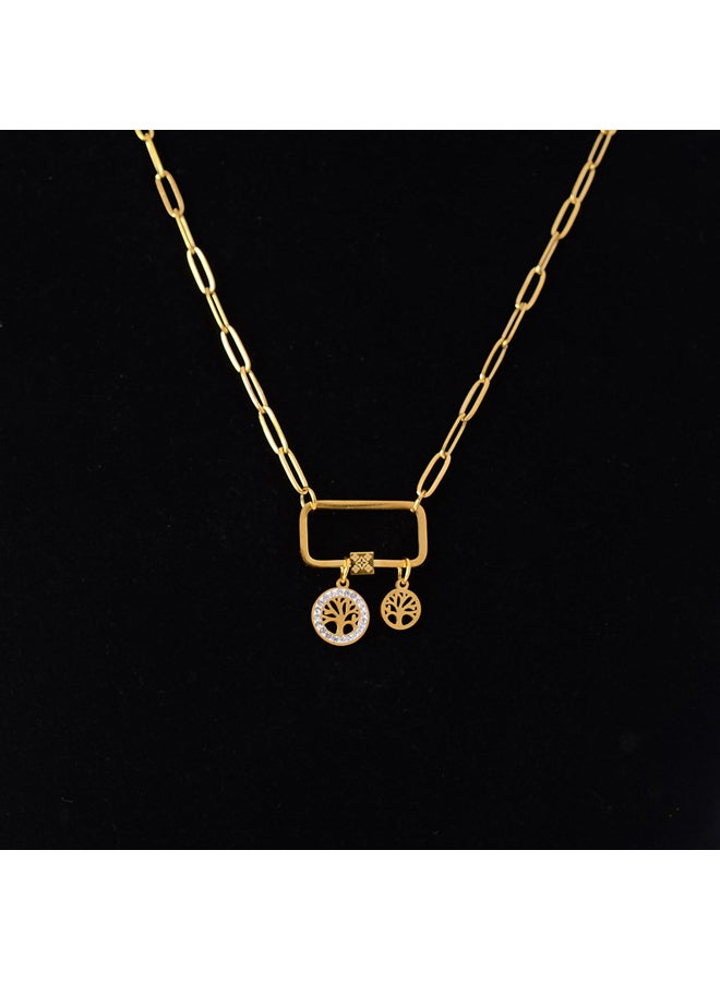 اخر العنقود سلسلة شكل مستطيل بدلاية شجرة بفصوص الزركون - Image 2