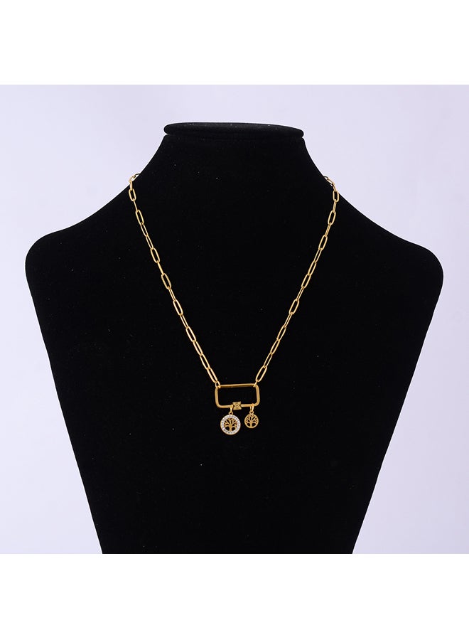 اخر العنقود سلسلة شكل مستطيل بدلاية شجرة بفصوص الزركون - Image 1