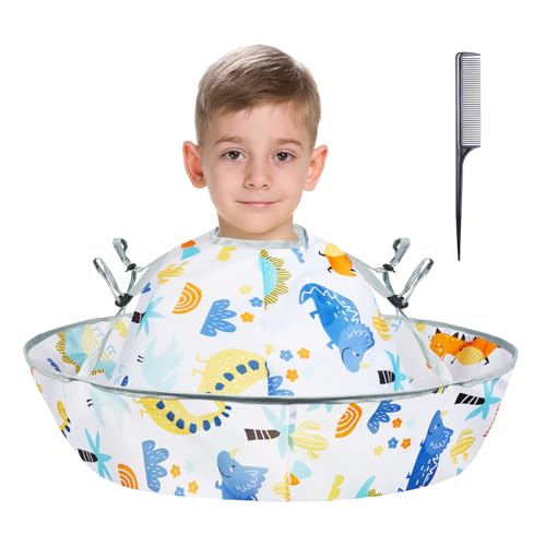Lictin Haircut Capes Umbrella for Kids Hair Cutting Haircut Cape Kids Waterproof Foldable Adjustment Hairdressing Umbrella Cape Apron Dinosaur Theme - Image 1