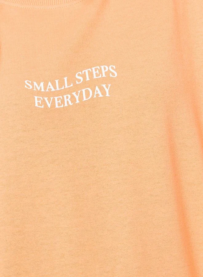 Styli Regular Fit Slogan Sweatshirt with Long Sleeve