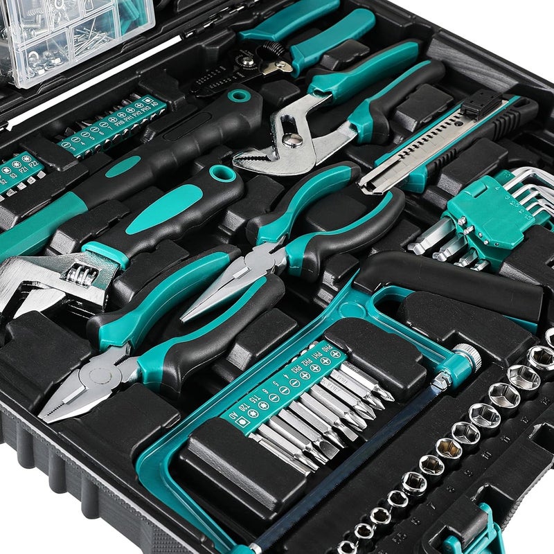 TLGREEN 198 Pieces Tool Box - Complete Hand Home Repair Tool Kit with Ratchet Socket and Screwdriver Set - Image 3