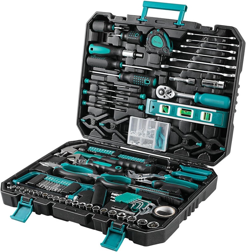 TLGREEN 198 Pieces Tool Box - Complete Hand Home Repair Tool Kit with Ratchet Socket and Screwdriver Set - Image 1