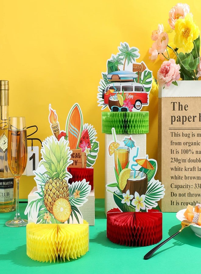 واي دريس زينة حفلات لوآو هاواي من واي دريس، 9 قطع، قطع مركزية استوائية مارغريتافيل للطاولات، 6.9 × 8.5 بوصة، قطع مركزية على شكل قرص العسل الهاوايية لحفل لوآو الصيفي، لوازم حفلات تيكي - Image 4