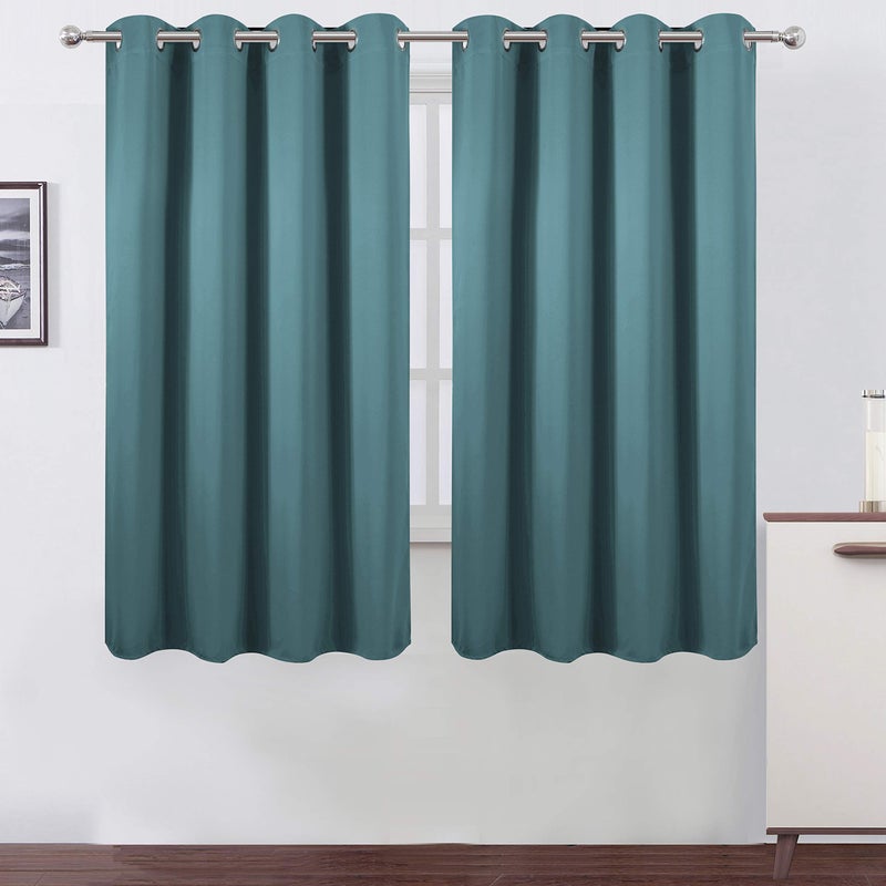 LEMOMO Sea Teal Thermal Blackout Curtains52 x 72 InchSet of 2 Panels Room Darkening Curtains