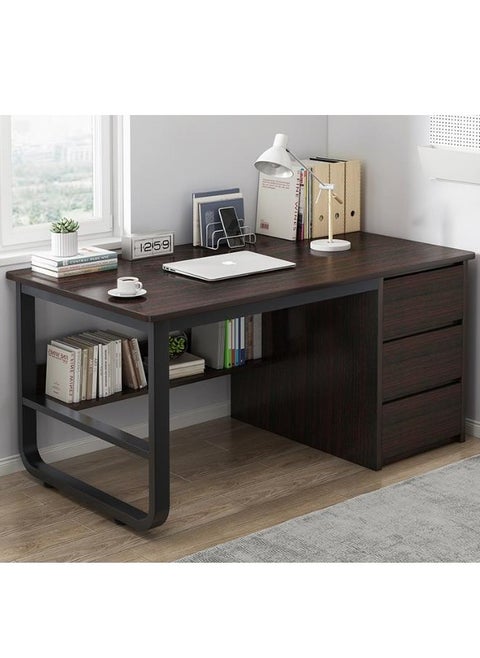 With 3 Drawers, Kids Desk for Bedroom, Study Computer with Drawers, Black Desk with Bottom Storage Shelves(100*50*73.5cm)