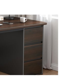 Golden With 3 Drawers, Kids Desk for Bedroom, Study Computer with Drawers, Black Desk with Bottom Storage Shelves(100*50*73.5cm)  - Image 3