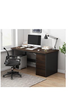 Golden With 3 Drawers, Kids Desk for Bedroom, Study Computer with Drawers, Black Desk with Bottom Storage Shelves(100*50*73.5cm)  - Image 5