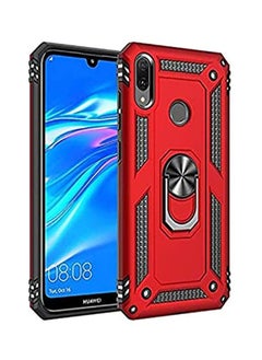 Case for Huawei Y7 2019 with 2 Pack Screen Protector, PC TPU 2 in 1 Ultra Silm Cover Ring bracket [Slim-Fit] [Anti-Scratch] [Shock Absorption] [Durable] (Red)
