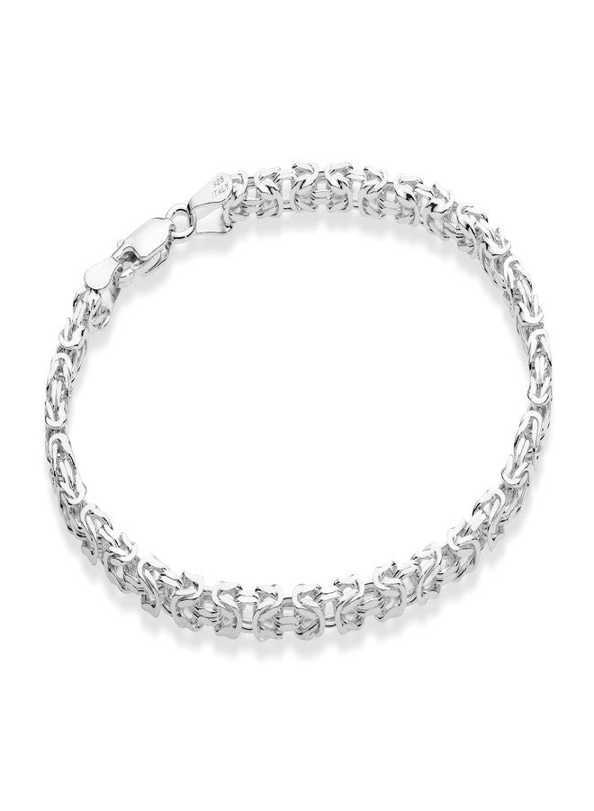 Miabella Italian 925 Sterling Silver 3mm Solid Square Byzantine Bracelet for Men Women, 925 Handmade in Italy (Length 8 Inch) - Image 1