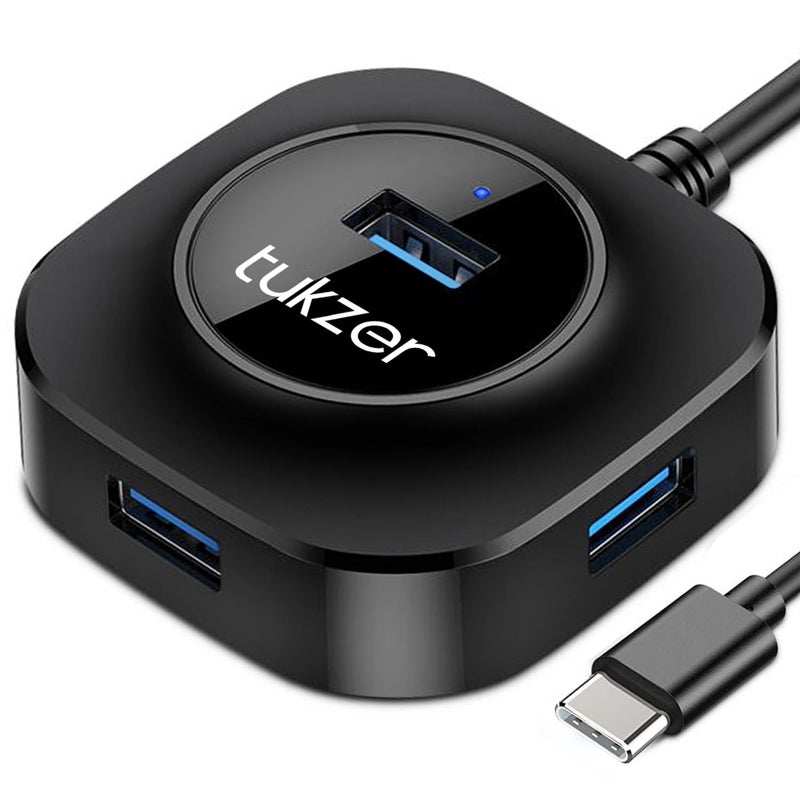 Tukzer USB C Hub Ultra-Slim USB-C Superspeed Adapter with 4 USB 3.0 Ports USB Type C Hub for All Laptops and More USB Type C Devices (TZ-U13 Black) - Image 3