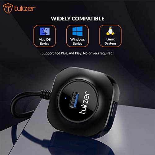 Tukzer USB C Hub Ultra-Slim USB-C Superspeed Adapter with 4 USB 3.0 Ports USB Type C Hub for All Laptops and More USB Type C Devices (TZ-U13 Black) - Image 4