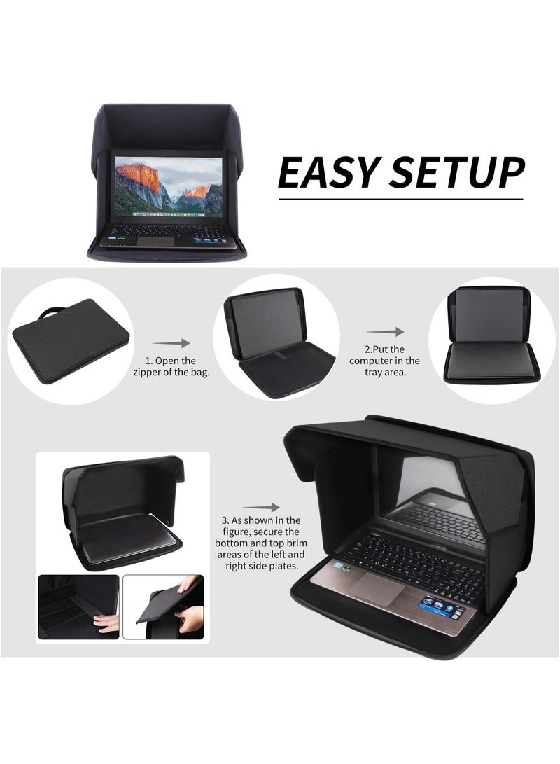 Laptop Sun Shade - Lightweight Laptop Sun Glare Shield Privacy Cover for Working Outside,Computer Privacy Hood Foldable and Portable Shield Cover Computer Hood Outside Glare - Image 5
