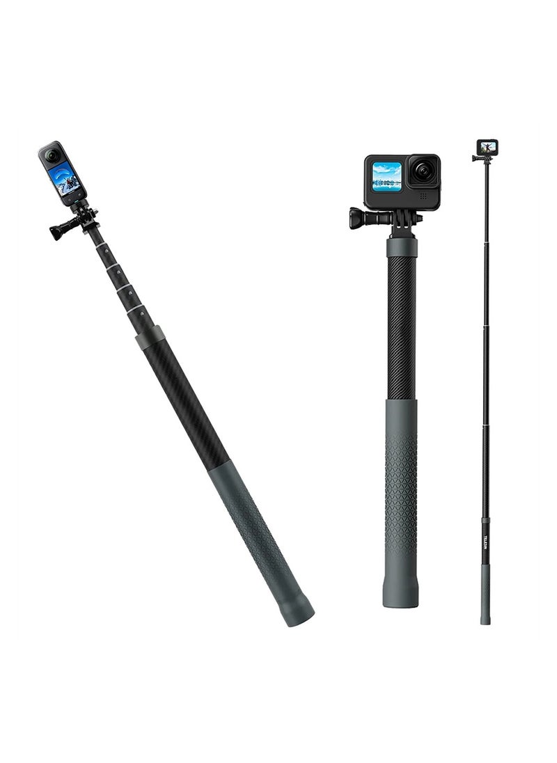SYOSI - Invisible Selfie Stick for GoPro Insta360 (120cm/47.2 inch), Lightweight Carbon Fiber Extension Pole for Go Pro Max Hero 11 10 9 8 7 6 5 One X2 X3 DJI Action 2 3 AKASO 360 Camera - Image 1