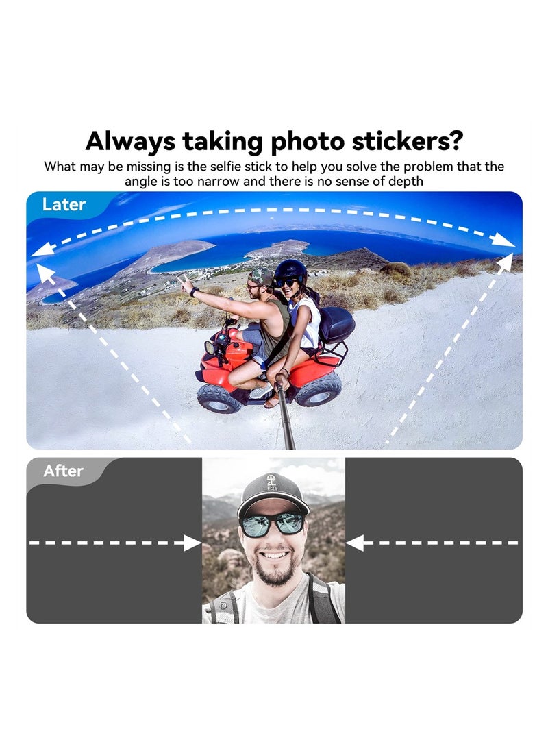 SYOSI - Invisible Selfie Stick for GoPro Insta360 (120cm/47.2 inch), Lightweight Carbon Fiber Extension Pole for Go Pro Max Hero 11 10 9 8 7 6 5 One X2 X3 DJI Action 2 3 AKASO 360 Camera - Image 1
