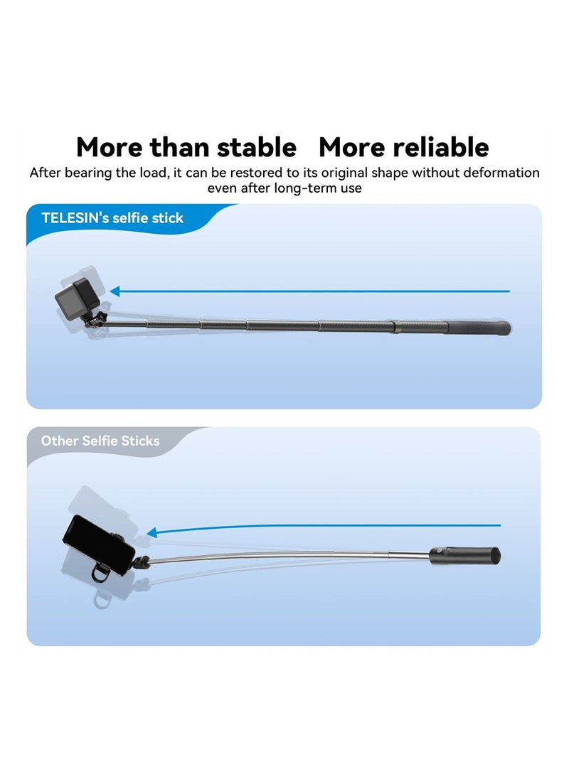 SYOSI - Invisible Selfie Stick for GoPro Insta360 (120cm/47.2 inch), Lightweight Carbon Fiber Extension Pole for Go Pro Max Hero 11 10 9 8 7 6 5 One X2 X3 DJI Action 2 3 AKASO 360 Camera - Image 1