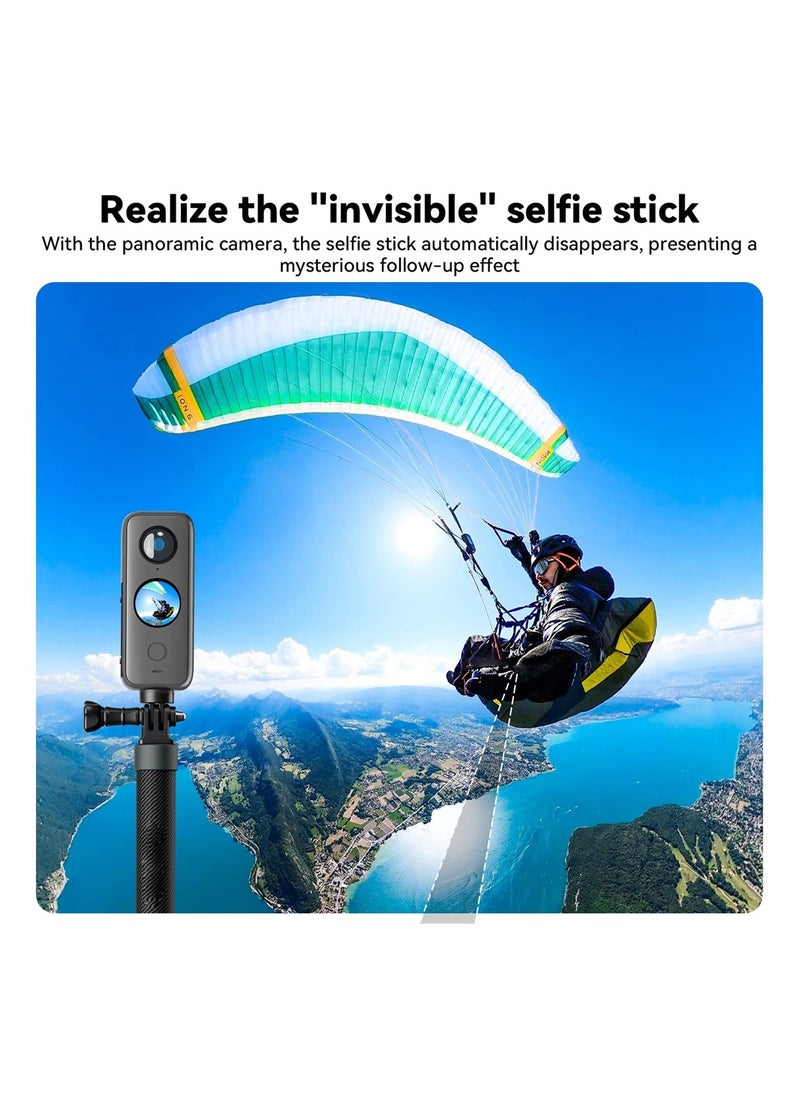 SYOSI - Invisible Selfie Stick for GoPro Insta360 (120cm/47.2 inch), Lightweight Carbon Fiber Extension Pole for Go Pro Max Hero 11 10 9 8 7 6 5 One X2 X3 DJI Action 2 3 AKASO 360 Camera - Image 1