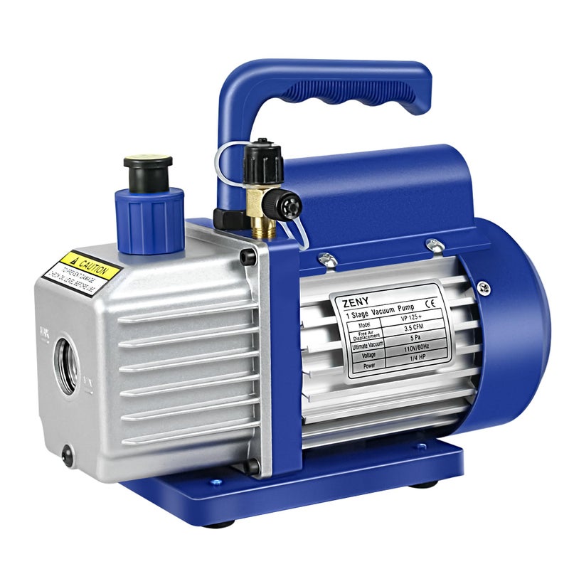 مضخة تفريغ اقتصادية ZENY 35CFM ذات مرحلة واحدة 5 Pa مع دوار فاني 3 CFM 14HP لمكيف الهواء المبرد HVAC أداة الهواء R410a منفذ إدخال 14 فليير أزرق