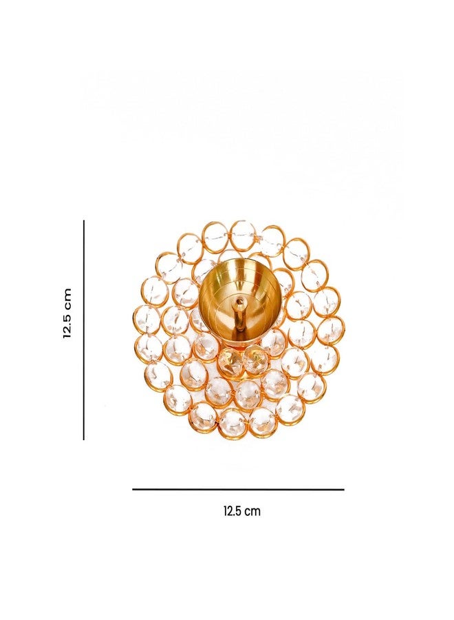 DecorTwist®Brass Diya for Puja 1.7 Inch | Crystal Akhand Diya Oil Puja Lamp | Deepak for Pooja Room Home Decor Pooja Articles | Diwali, Navratri Diya Decoration Items for Home Decor - Image 3