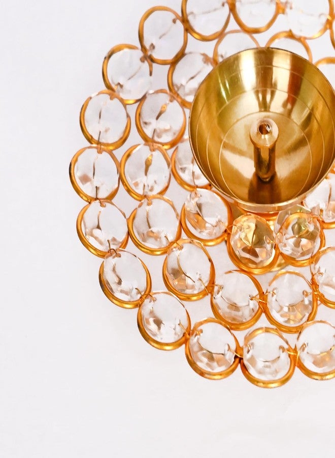 DecorTwist®Brass Diya for Puja 1.7 Inch | Crystal Akhand Diya Oil Puja Lamp | Deepak for Pooja Room Home Decor Pooja Articles | Diwali, Navratri Diya Decoration Items for Home Decor - Image 4