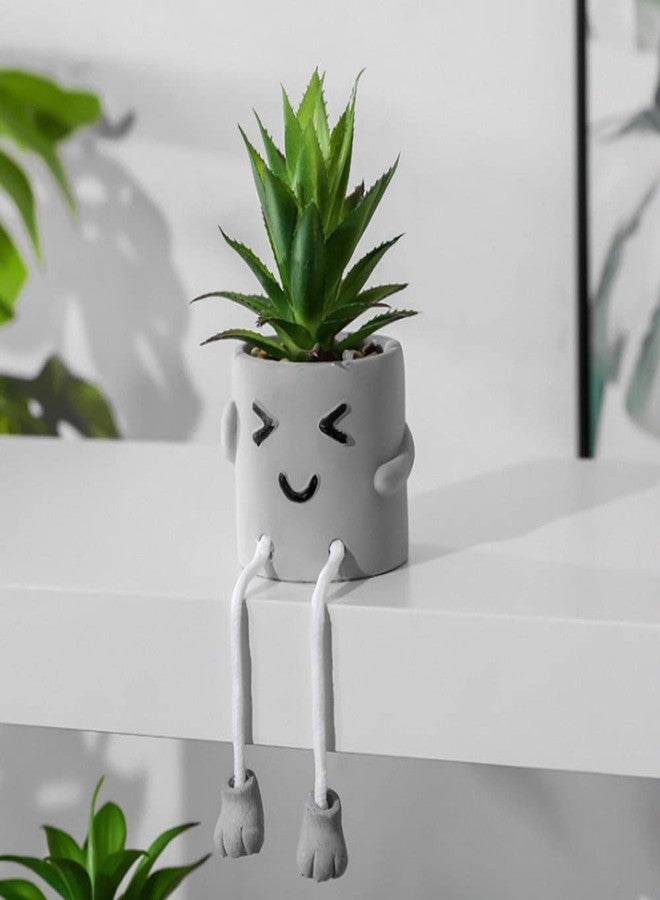 Zerzsy 3pcs Creative Artificial Succulents with Gray Flower Pots, Mini Potted Succulents for Home Office Desk Decor and Gift Choice - Image 3