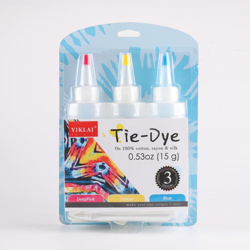 BLiSS HUES BLiSS HUES DIY Tie Dye Kit Fabric Dye Set Fabric Paint 15gBottle with Rubber Bands Gloves SelfSealing Bag Apron Art Craft Kit for Kids Adults 3 