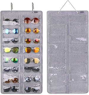 AROUY AROUY Sunglasses Organizer Storage, Hanging Dust Proof Wall Pocket Glasses Organizer - 16 Felt Slots Sunglass Organizer - Image 1