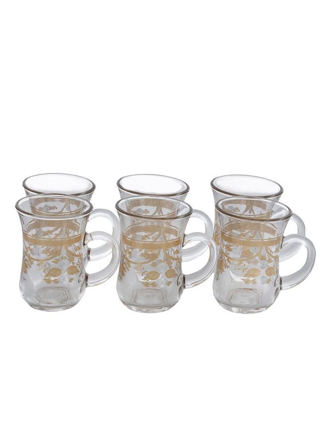Alsaif Teapot Set Gold And Silver Embossed 6 Pieces Clear  - Image 3