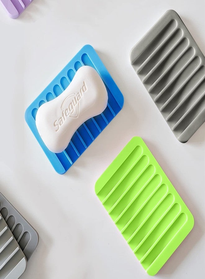 TASKHOUSE Soap Dish Flexible Silicone Soap Holder with Waterfall Tray for Bathroom, Kitchen Sink (Pack of 3, Multi) - Image 3