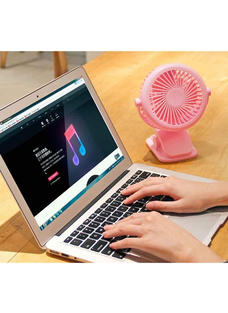 Portable Noiseless Desk Fan, Small and Compact Desk Fan with 3 Speeds (Color: Pink)