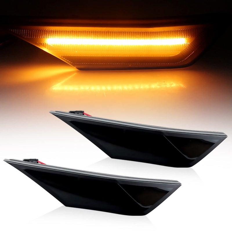 Generic APMAT Dark Smoked Lens Full LED Amber Front Side Marker Light Replacement Turn Signal Lamp for Honda Civic 10th Gen 2016-2021 Coupe Hatchback with T10 Bulbs, 2PCS - Image 1