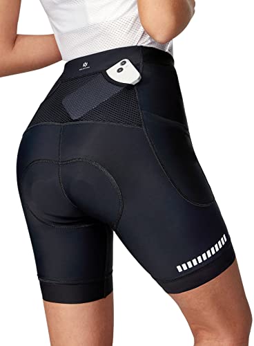 Heathyoga Womens 4D Padded Bike Shorts with Pockets Padding Cycling Shorts Women Bicycle Shorts Biker Biking Shorts Black - Image 1