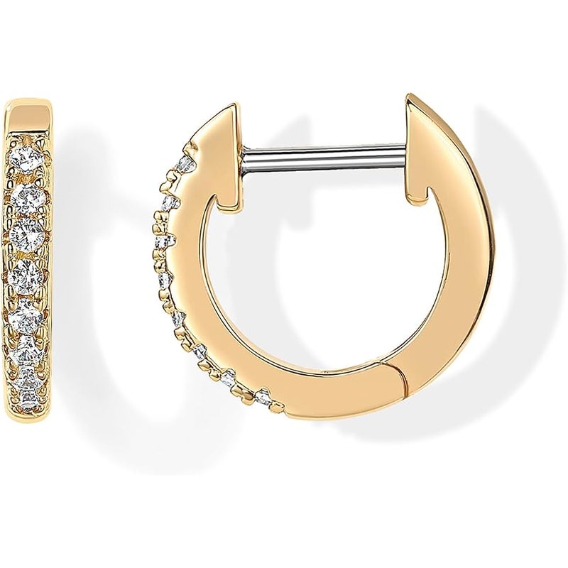 PAVOI 14K Gold Plated Cubic Zirconia Cuff Earrings Huggie Stud - Image 1