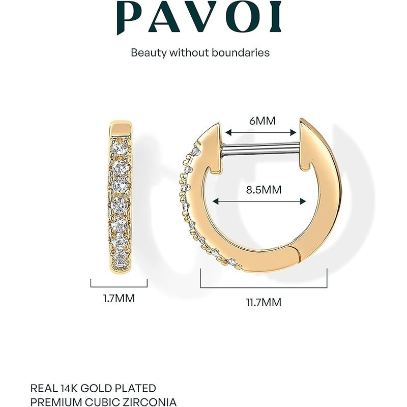 PAVOI 14K Gold Plated Cubic Zirconia Cuff Earrings Huggie Stud - Image 3
