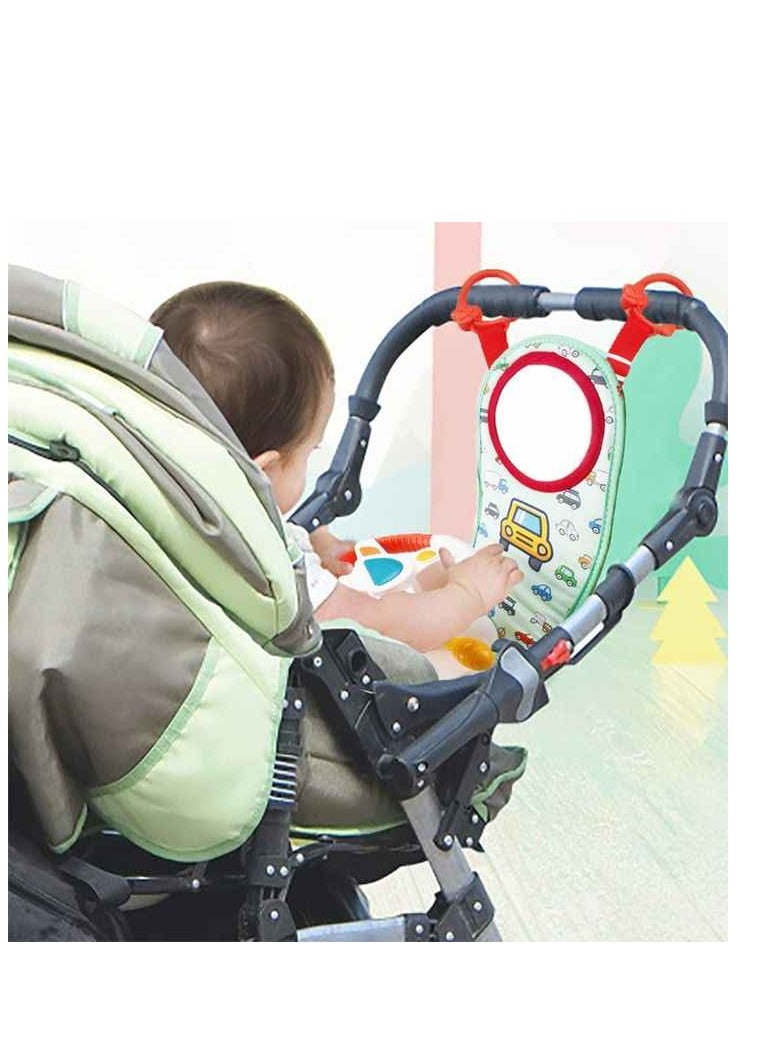 Baby Car Seat Toys with Mirror Steering Wheel with Lights, Music and Driving Sounds, Interactive Driving Toy for Toddlers Develops Fine Motor Skills and Imagination - Image 2