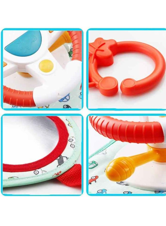 Baby Car Seat Toys with Mirror Steering Wheel with Lights, Music and Driving Sounds, Interactive Driving Toy for Toddlers Develops Fine Motor Skills and Imagination - Image 4