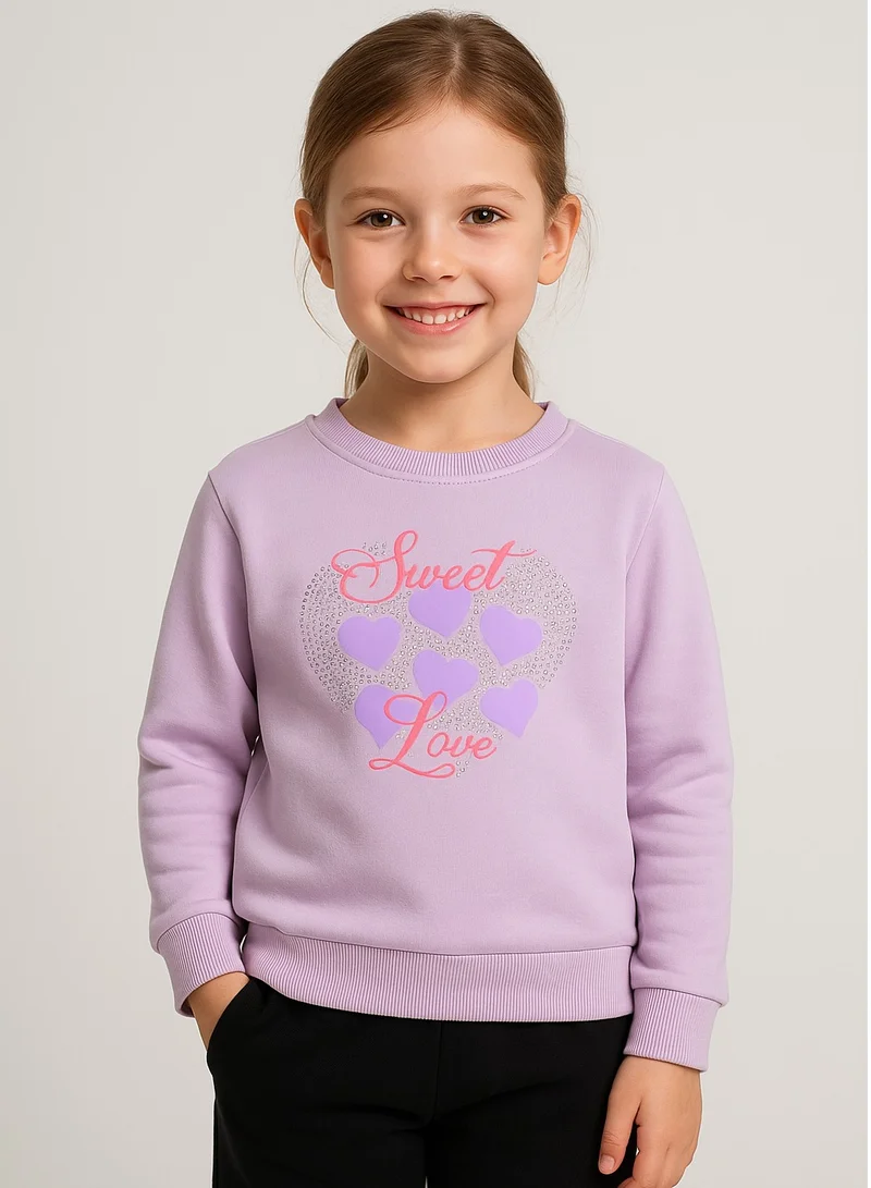 victor and jane Girls “Sweet Love” Heart Fleece Sweatshirt