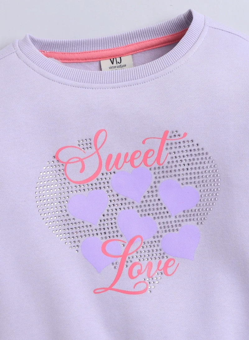 Victor And Jane  Girls “Sweet Love” Heart Fleece Sweatshirt for Women | Best Price UAE