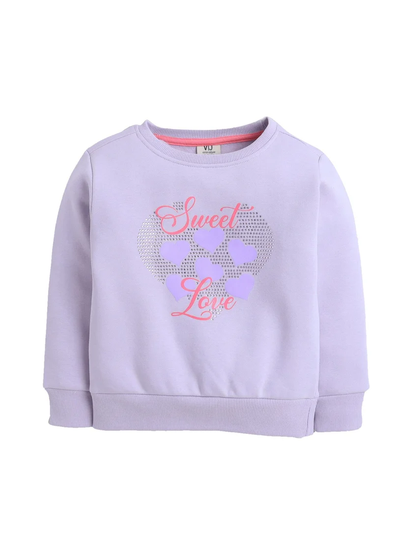 Victor And Jane Girls “Sweet Love” Heart Fleece Sweatshirt