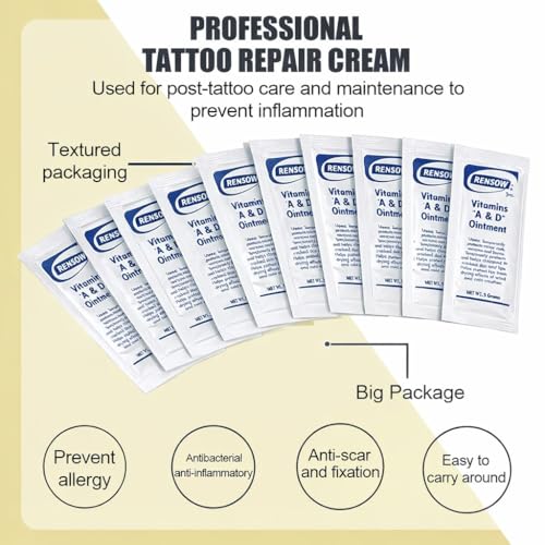 Rensow Vitamin A&D Ointment Tattoo Aftercare Healing & Skin Protection & Recovery Balm Moisturizing Skin Repair Balm (5g Pouch Pack of 10) - Image 2