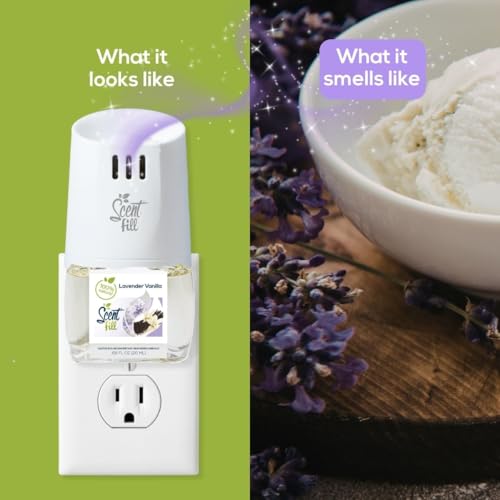 Scent Fill 100% Natural Lavender Vanilla Plug in Air Freshener, Scented Oil Refills, 2 Refills + Diffuser - Image 4