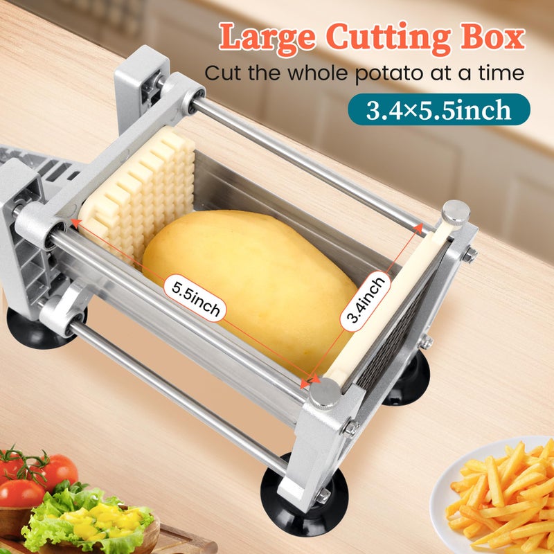 BIEAMA French Fry Cutter, Potato Cutter with 1/4", 3/8", 1/2" Stainless Steel Blades, Fries Cutter for Potatoes, Carrots - Image 5