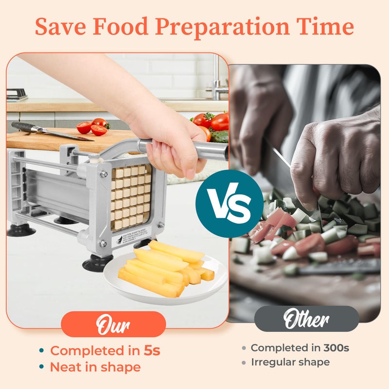 BIEAMA French Fry Cutter, Potato Cutter with 1/4", 3/8", 1/2" Stainless Steel Blades, Fries Cutter for Potatoes, Carrots - Image 4
