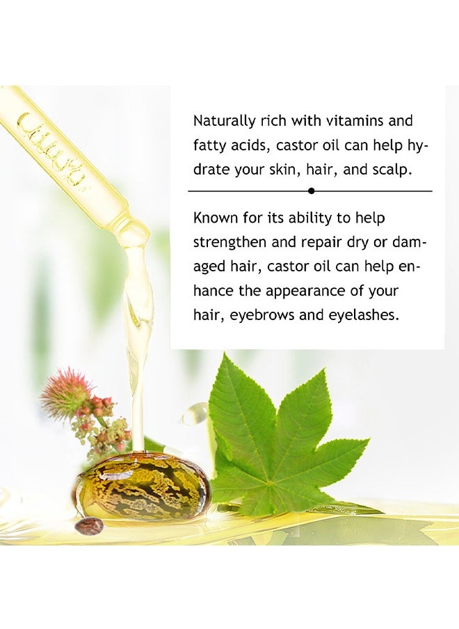 Lanthome Castor Oil Certified Organic，Castor Oil For Eyelashes and Eyebrows, Organic Jamaican Black Castor Oil Cold Pressed Hair Growth Oil, Skin Moisturizer Body Oil ith Eyelash Kit 50ml  - Image 3