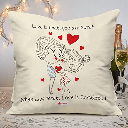 Indigifts Satin You are Sweet Quote Printed Cushion Cover with Filler for Valentine (White, 12x12 inches) - Image 2