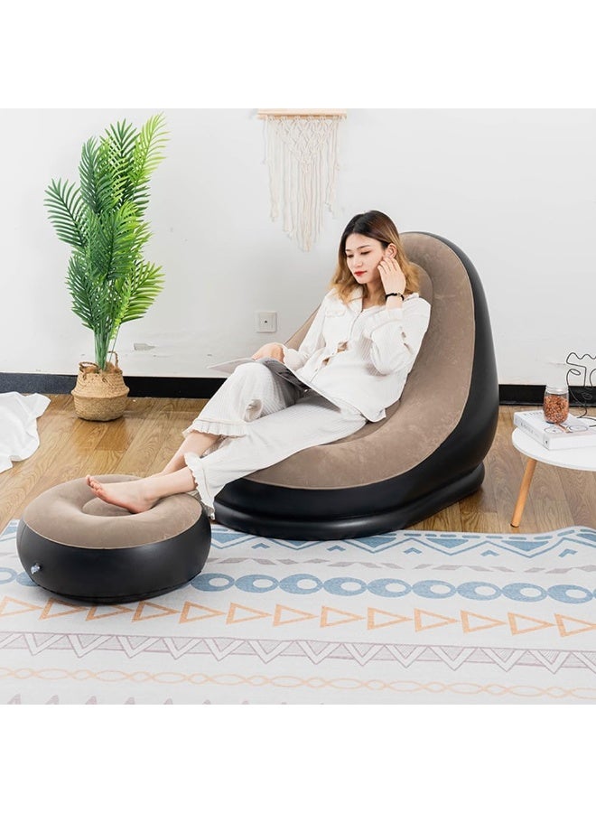 BlueFire Portable Inflatable Sofa Flocking Couch Set with Footstool | Wear-Resistant Leak-Proof Air Lounger for Camping, Travel, Outdoor Beach, Garden, Office Nap | Quick Inflate Compact Sleeping Bed with Anti-Slip Flocked Surface | Lightweight Air Couch for Indoor & Outdoor Relaxation - Image 2