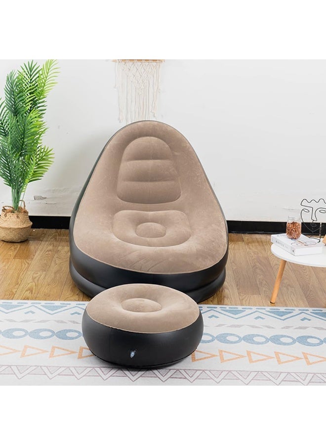 BlueFire Portable Inflatable Sofa Flocking Couch Set with Footstool | Wear-Resistant Leak-Proof Air Lounger for Camping, Travel, Outdoor Beach, Garden, Office Nap | Quick Inflate Compact Sleeping Bed with Anti-Slip Flocked Surface | Lightweight Air Couch for Indoor & Outdoor Relaxation - Image 3