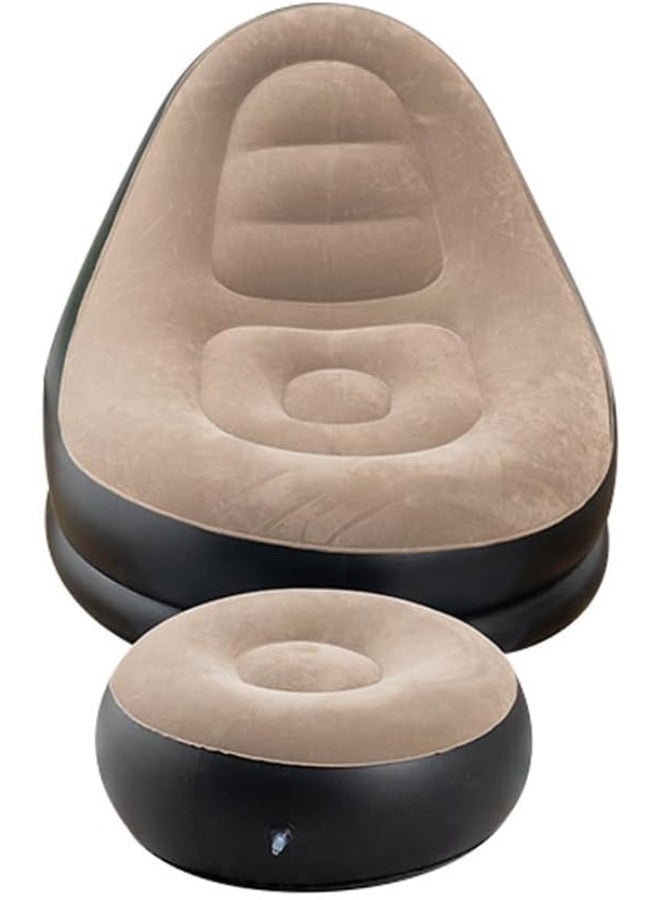 BlueFire Portable Inflatable Sofa Flocking Couch Set with Footstool | Wear-Resistant Leak-Proof Air Lounger for Camping, Travel, Outdoor Beach, Garden, Office Nap | Quick Inflate Compact Sleeping Bed with Anti-Slip Flocked Surface | Lightweight Air Couch for Indoor & Outdoor Relaxation - Image 4