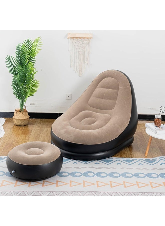 BlueFire Portable Inflatable Sofa Flocking Couch Set with Footstool | Wear-Resistant Leak-Proof Air Lounger for Camping, Travel, Outdoor Beach, Garden, Office Nap | Quick Inflate Compact Sleeping Bed with Anti-Slip Flocked Surface | Lightweight Air Couch for Indoor & Outdoor Relaxation - Image 5