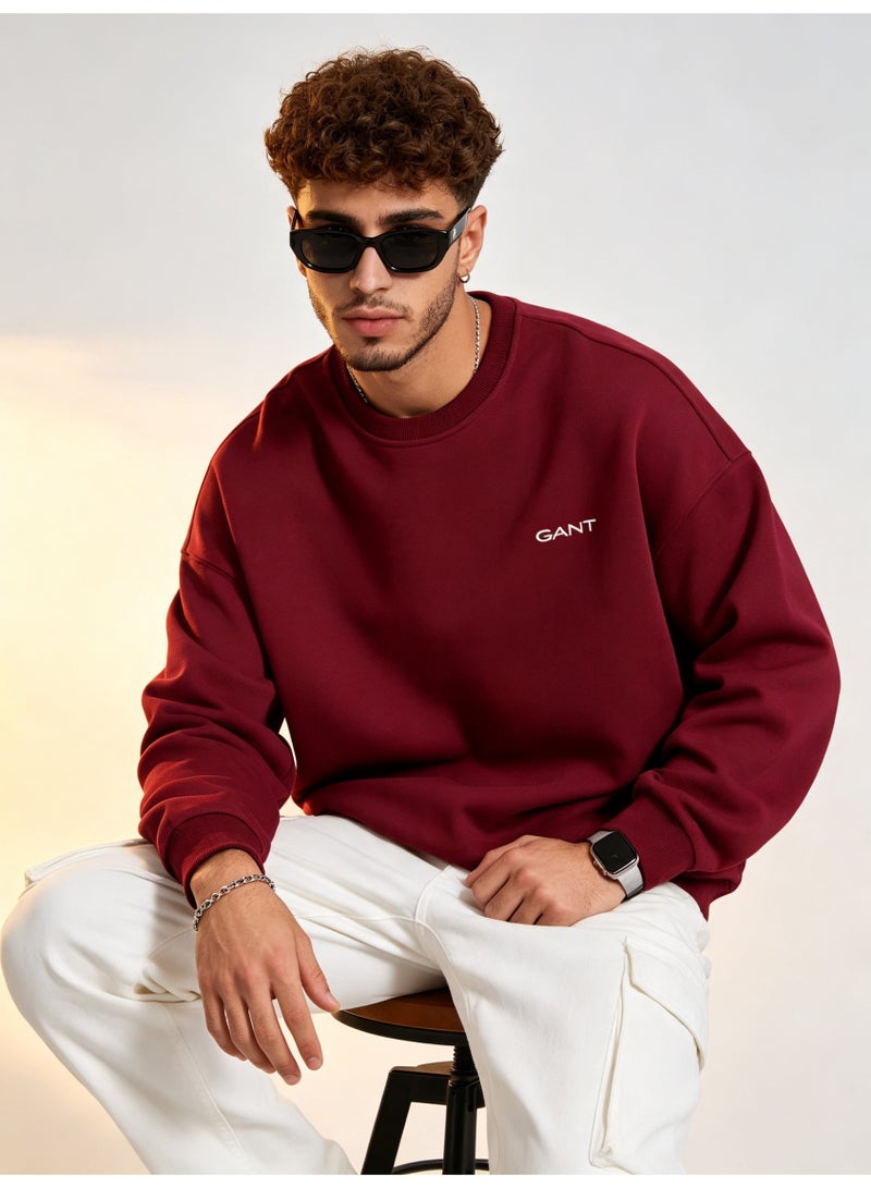 GANT Men's and Women's Crew Neck Sweatshirt, Casual Long Sleeve Pullover, Burgundy - Image 4