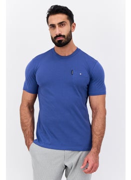 Men Crew Neck Short Sleeve Brand Logo T-Shirt, Sage Blue